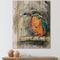 Designart - Common Kingfisher Eating A Small Fish - Traditional Print on Natural Pine Wood